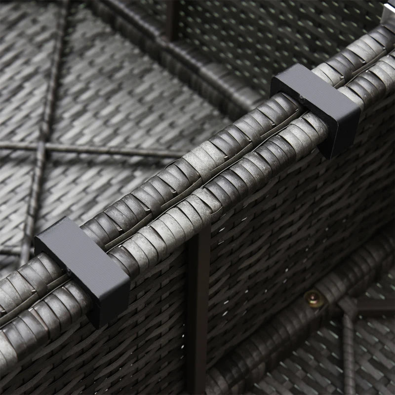 Outsunny 6 Pieces Outdoor PE Rattan Wicker Patio Furniture Sofa Set with Thick Cushions, Deluxe Garden Sectional Couch with Glass Top Table, Mixed Grey and Charcoal