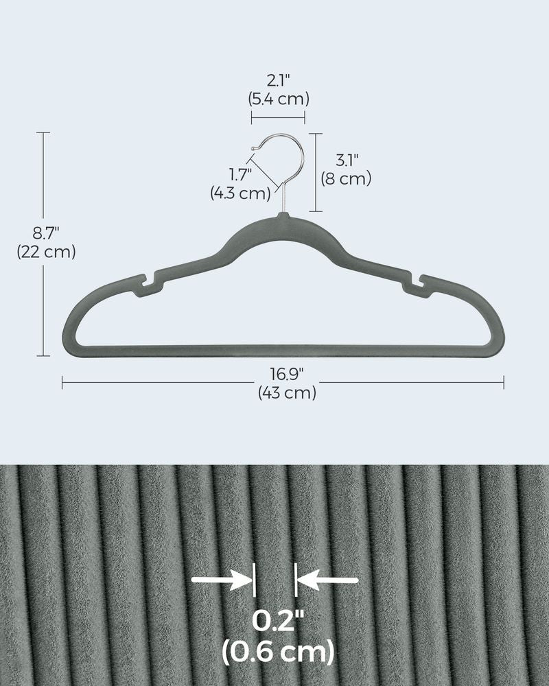 SONGMICS Velvet Hangers 30 Pack, Non-Slip Clothes Hangers