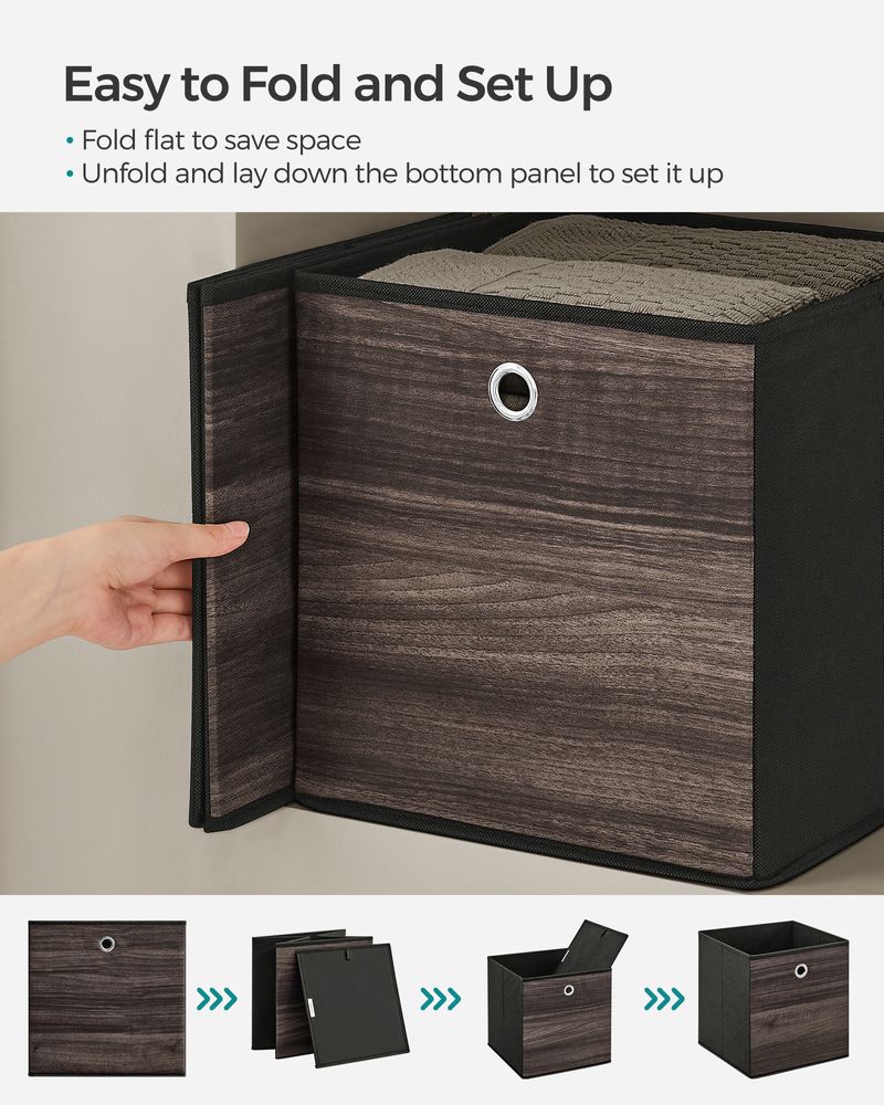 SONGMICS Set of 6 Storage Cubes 11.8 x 11.8 x 11.8 Inches Chestnut Brown