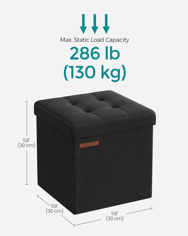 SONGMICS 11.8 Inches Small Folding Storage Ottoman Cube
