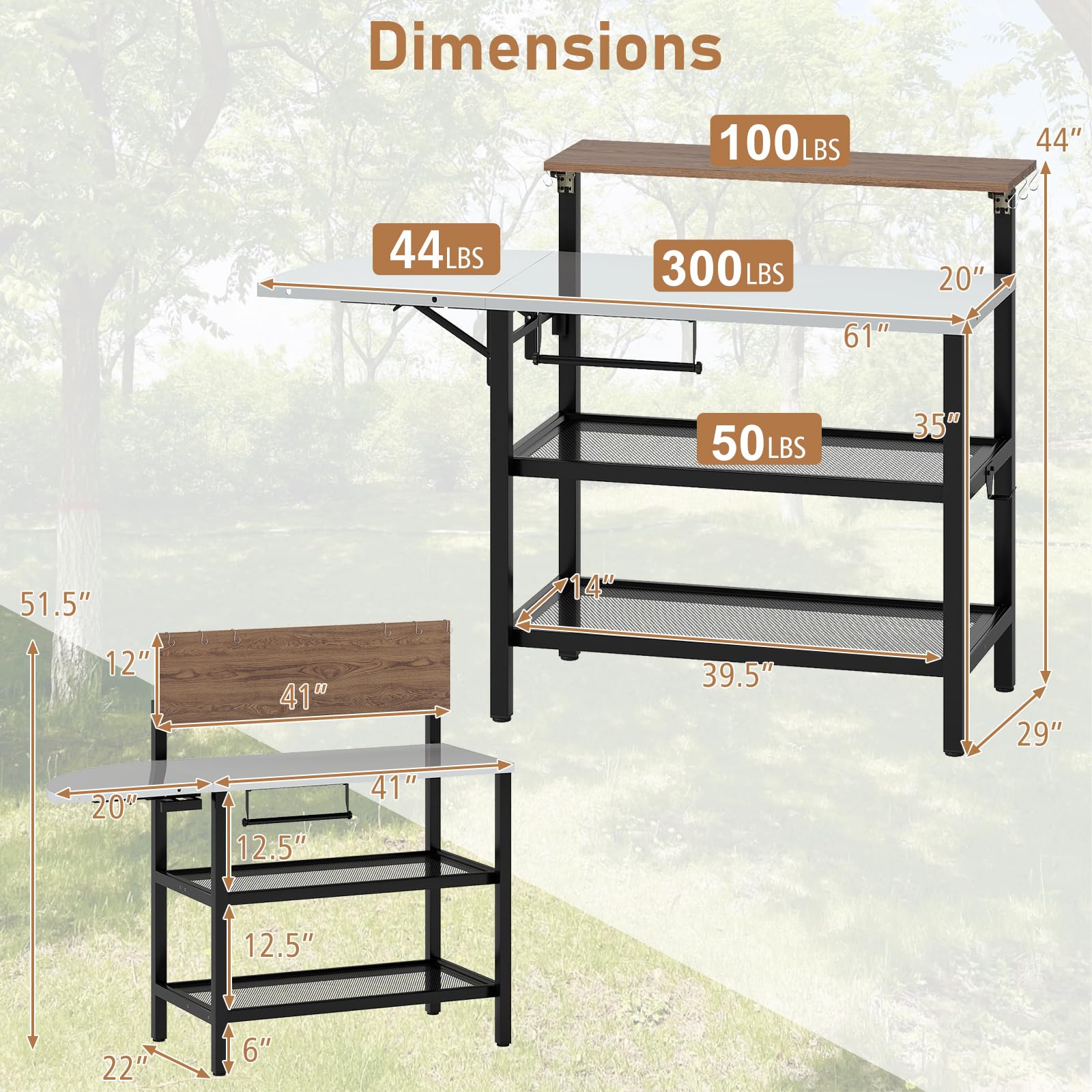 Giantex 2-Piece Outdoor Kitchen Grill Cart Set