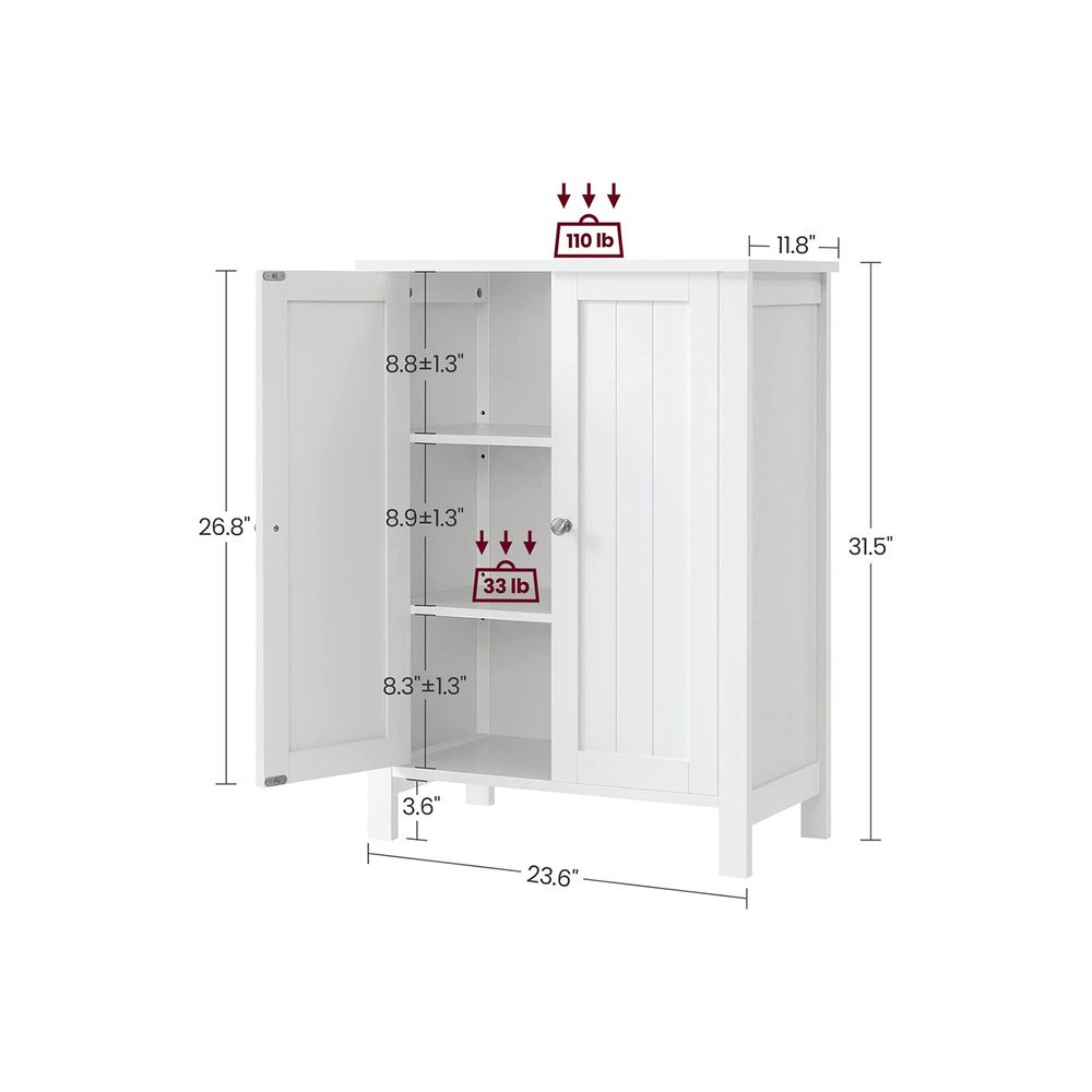 VASAGLE Bathroom Storage Unit with 2 Adjustable Shelves