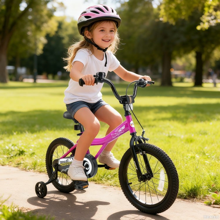16-Inch Kids Bike with Removable Training Wheels Pink-Brave Hero