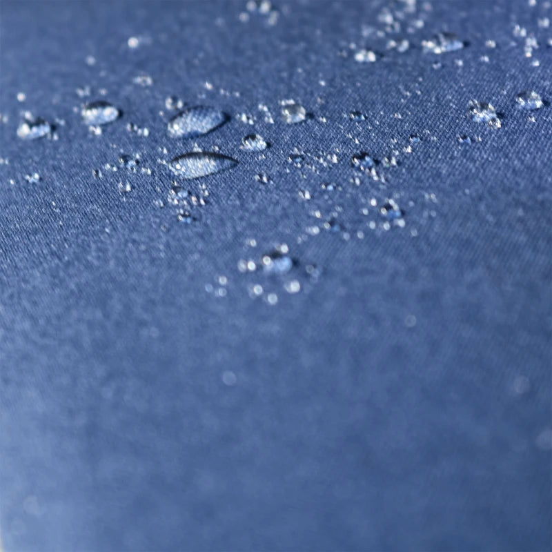 Outsunny 6 Pieces Outdoor PE Rattan Wicker Patio Furniture Sofa Set with Thick Cushions, Deluxe Garden Sectional Couch with Glass Top Table, Yellow and Navy Blue