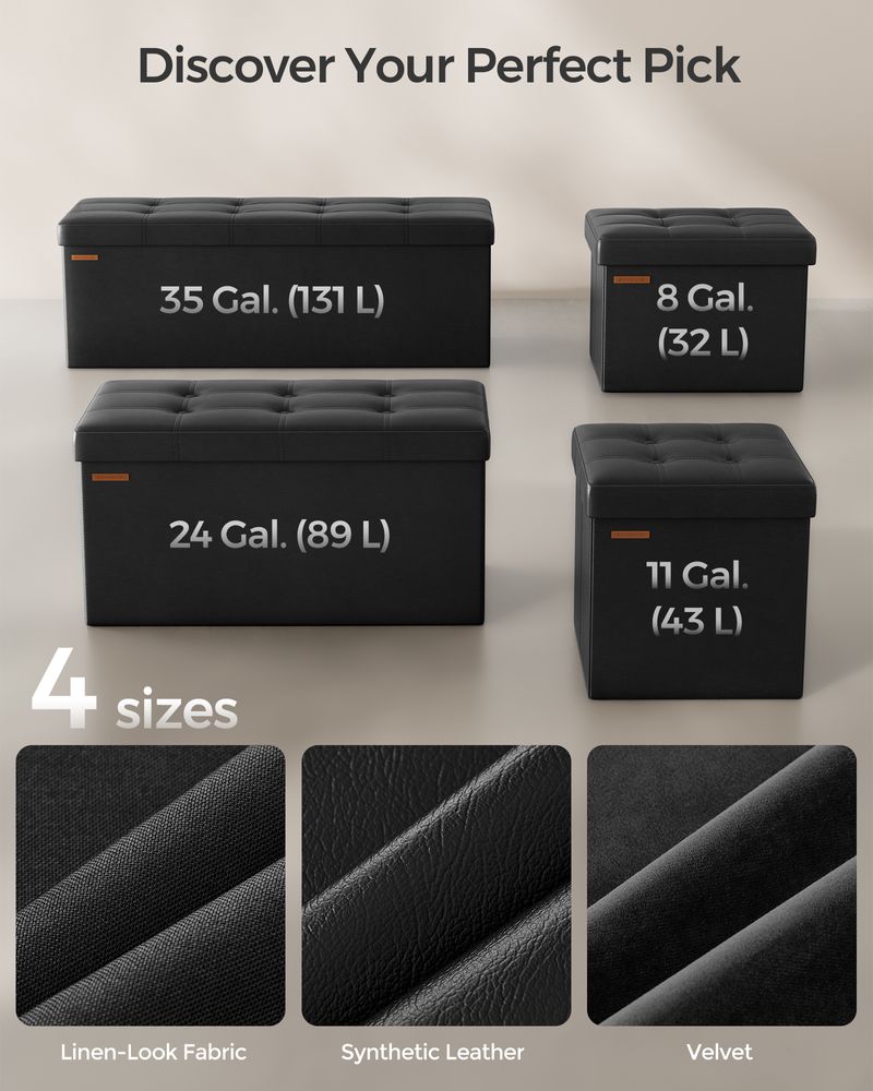 SONGMICS Folding Storage Ottoman Bench