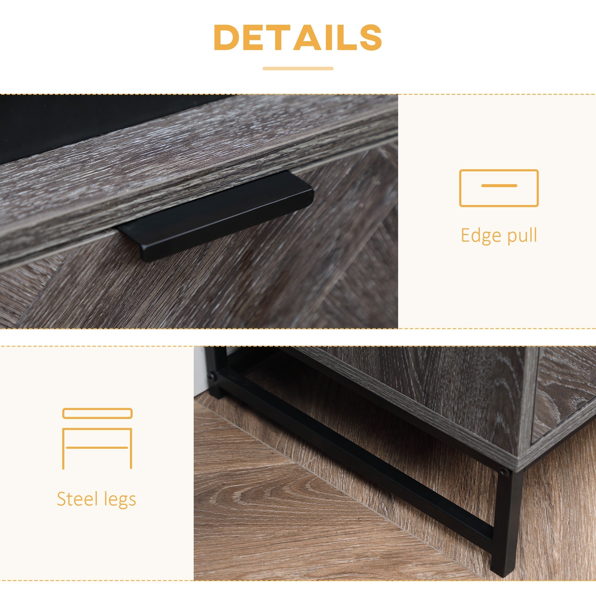 HOMCOM Chic Simplicity: Bedside Table with Drawer Open Shelf, Sofa Side Table for Bedroom Living Room, Dark Grey Finish