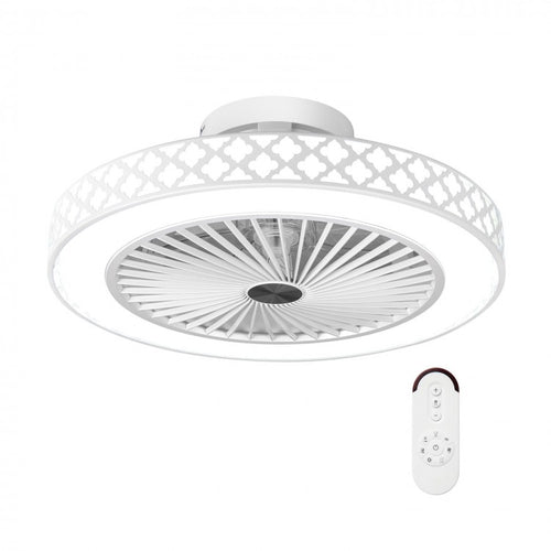 19" Low Profile LED Ceiling Fan with Remote Control, Dimmable Light & Reversible DC Motor – White