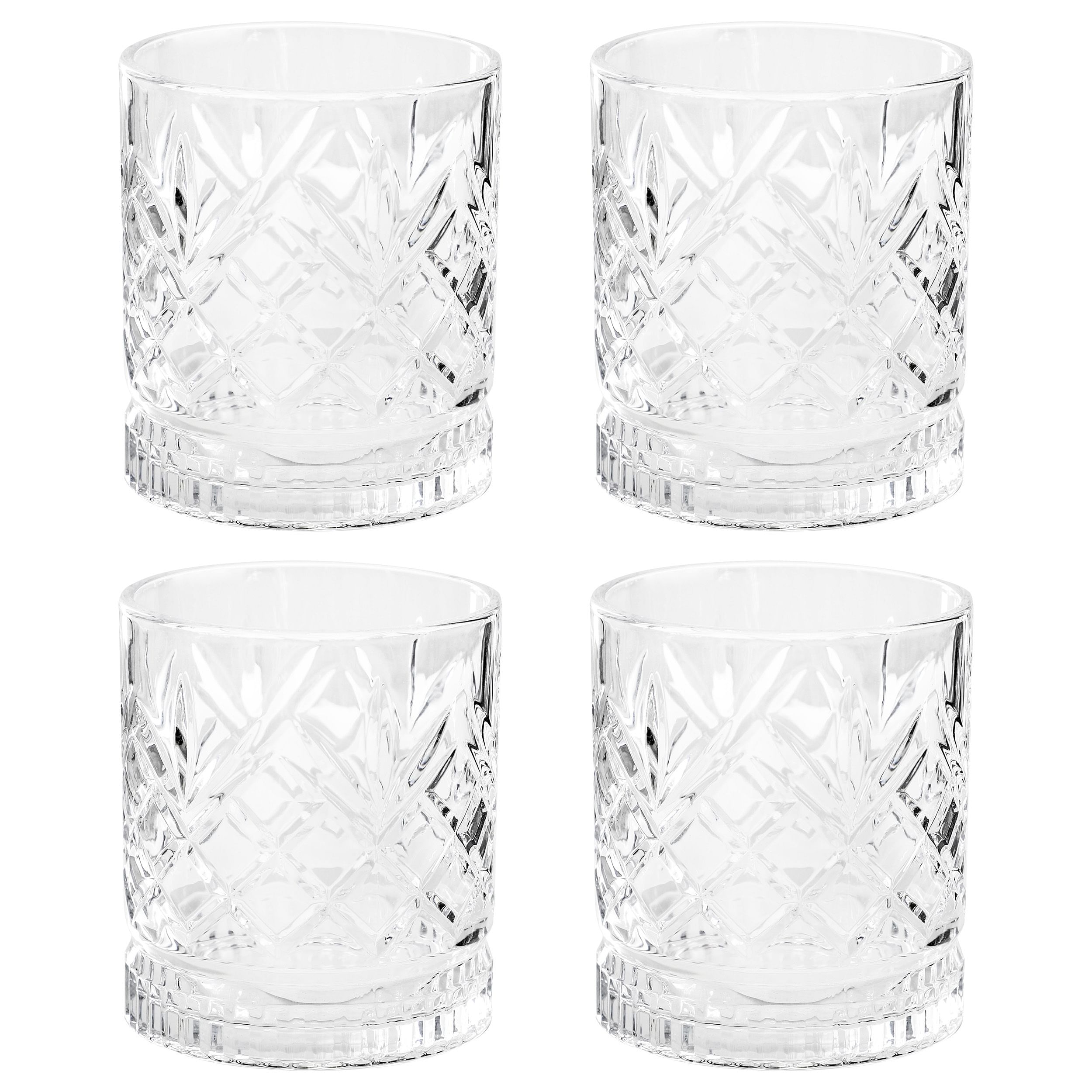 Gibson Home 4 Piece 13 Ounce Diamond Embossed Double Old Fashioned Glassware Set - Free Shipping