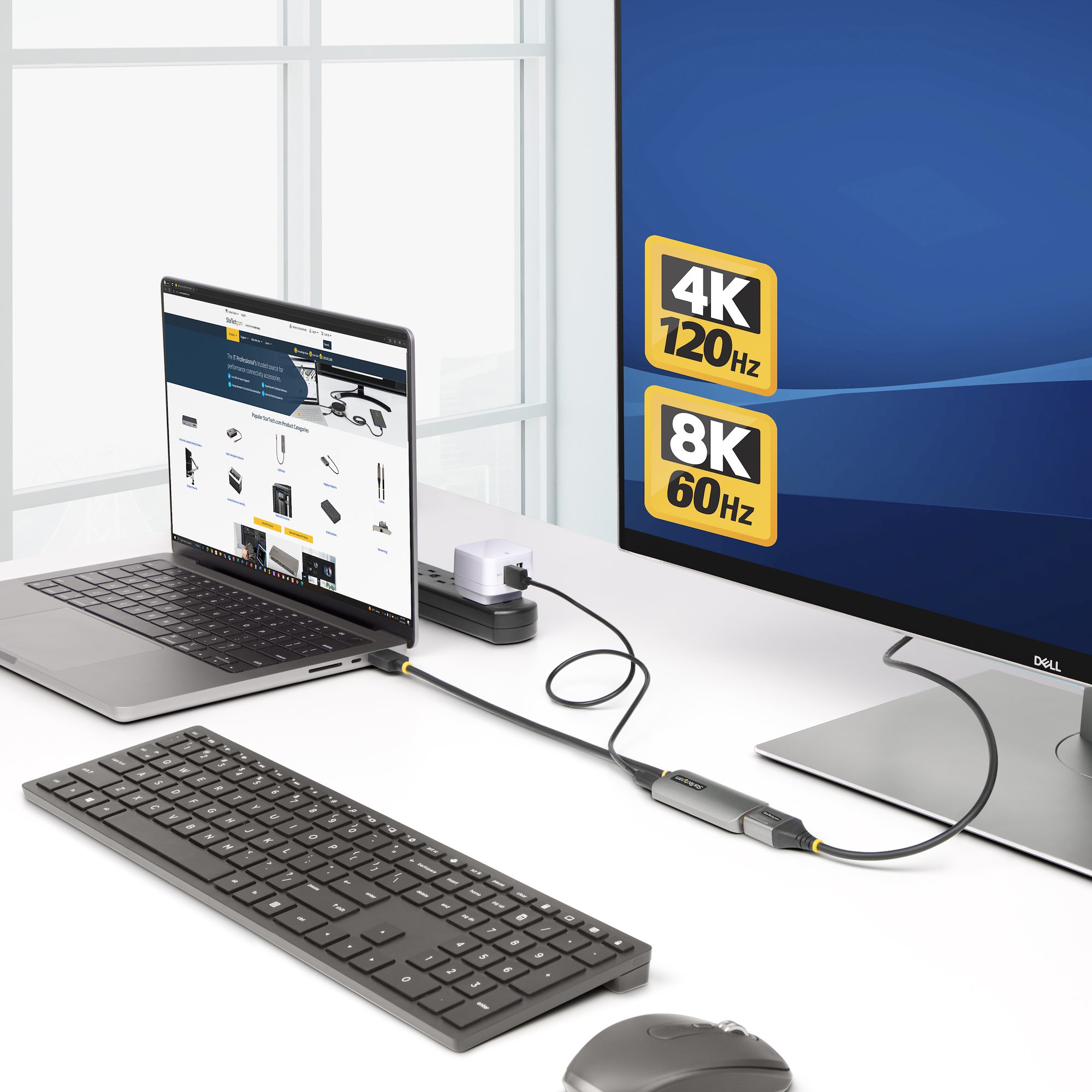 1ft (30cm) HDMI to DisplayPort Adapter Cable, 8K 60Hz, Active HDMI 2.1 to DP 1.4 Video Converter, USB Bus Powered with Included Cable