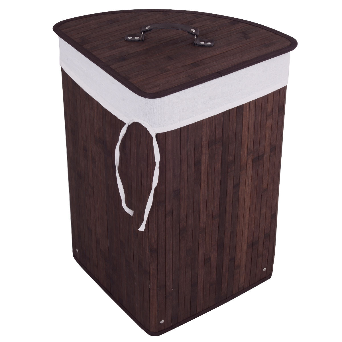 Corner Bamboo Hamper Laundry Basket-BrownÂ
