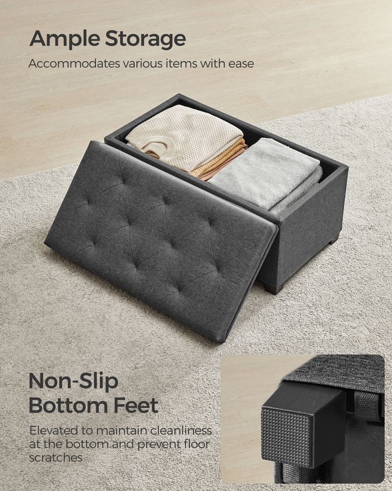 SONGMICS Storage Ottoman Bench with Legs, Load up to 660 lb