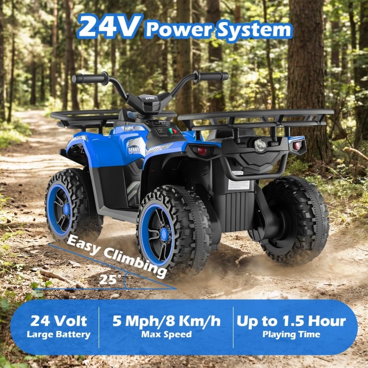 24V Electric Ride On Quad with LED Headlights-Blue