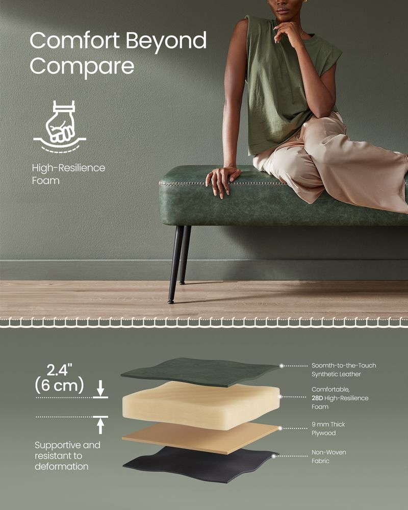 VASAGLE EKHO Collection - Ottoman Bench with Steel Legs