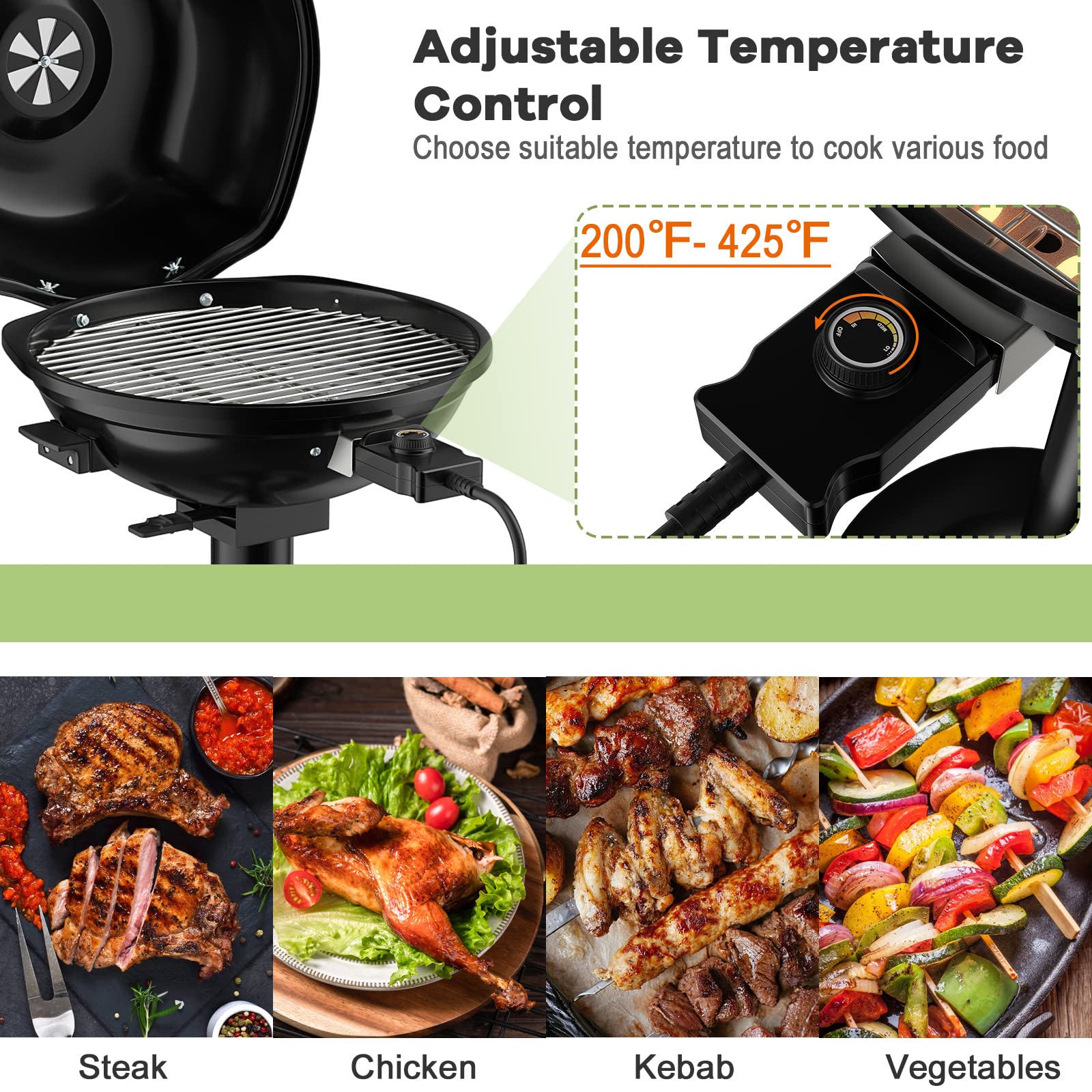 Giantex Electric BBQ Grill - 1600 Watts Portable Standing Grill