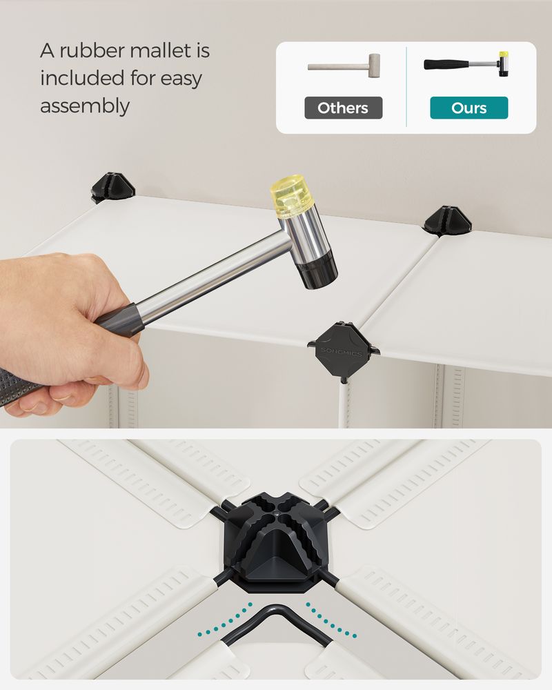 SONGMICS 6 Cube Storage Organizer with Feet and Rubber Mallet