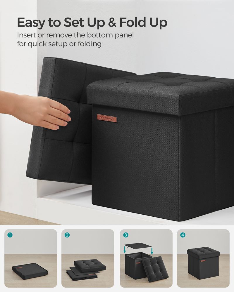 SONGMICS 11.8 Inches Small Folding Storage Ottoman Cube
