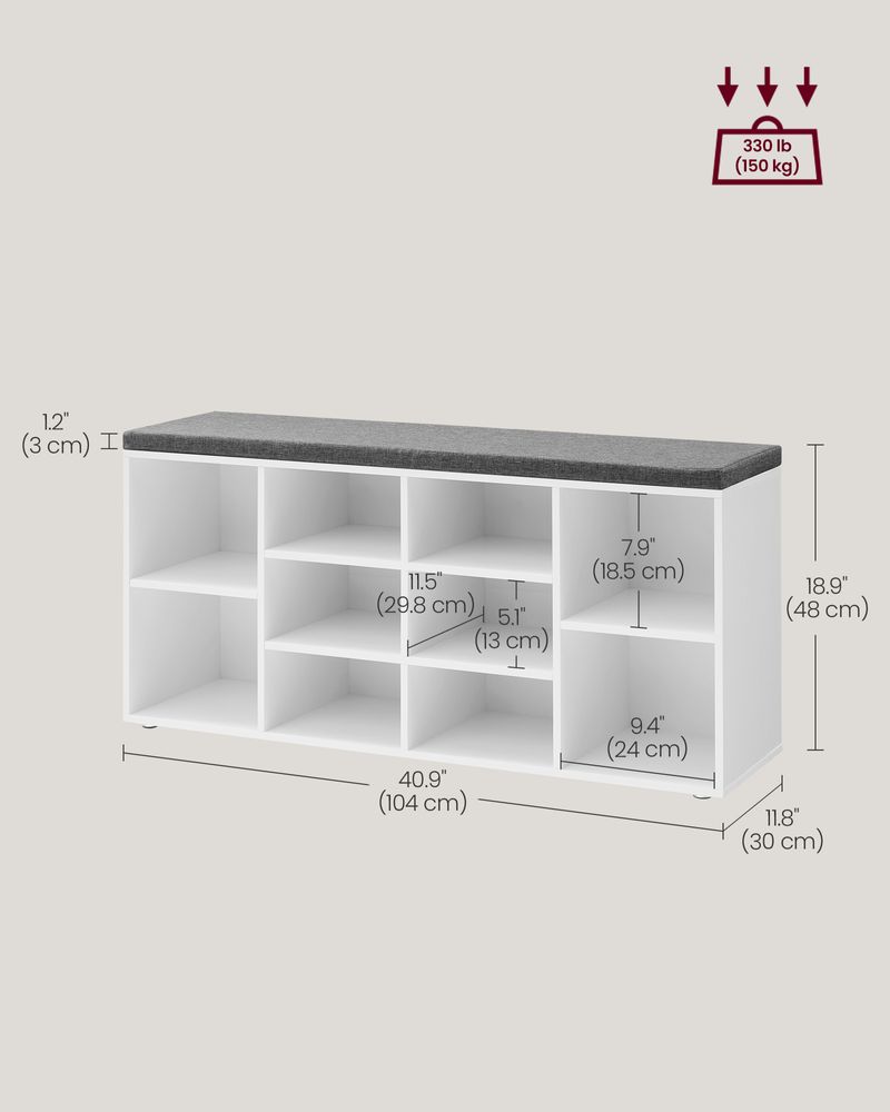 VASAGLE Shoe Bench with Cushion