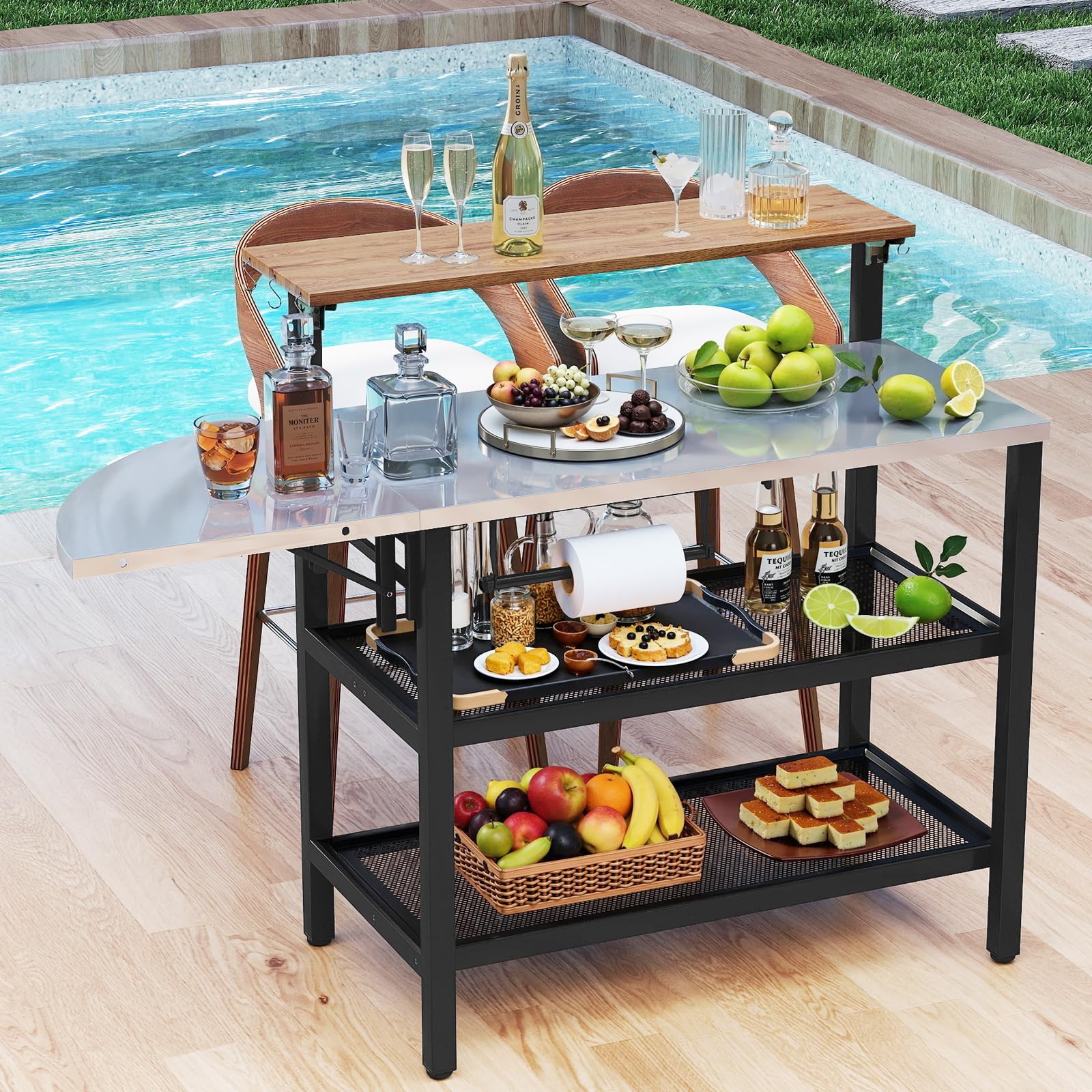 Giantex 2-Piece Outdoor Kitchen Grill Cart Set