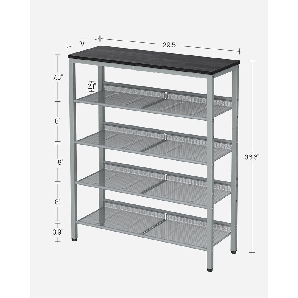 VASAGLE 5-Tier Shoe Rack with Storage Shelves and Spacious Top