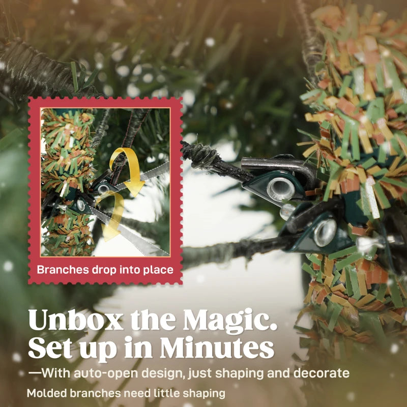 HOMCOM 5ft Artificial Christmas Tree – Dense Realistic Full Ponderosa Fir, Hinged Branches, Easy Assembly