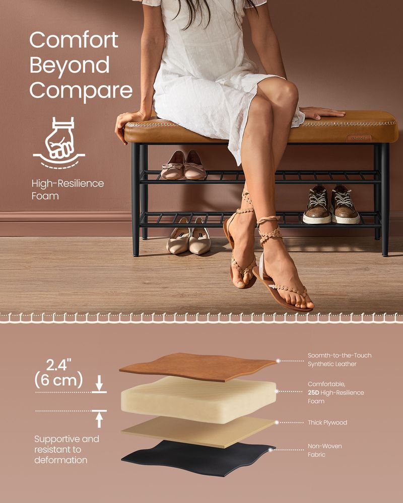 VASAGLE EKHO Collection - Shoe Bench with Metal Shelves