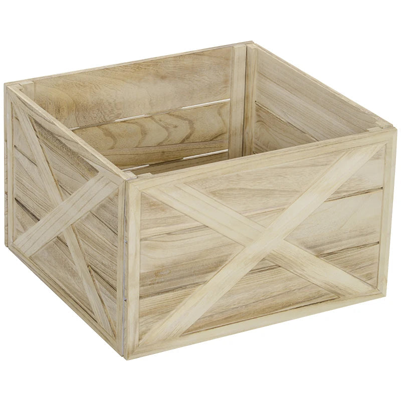 HOMCOM 28" Farmhouse Wooden Christmas Tree Base Cover – Rustic Tree Collar Box with Light Distressed Wood Finish for Holiday Decoration