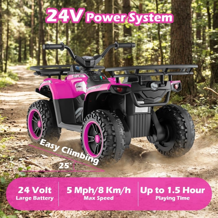 24V Electric Ride On Quad with LED Headlights-Pink
