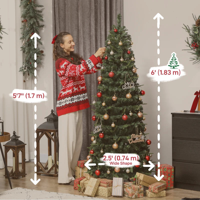 HOMCOM 7FT Prelit Pop Up Artificial Christmas Tree, Collapsible Green Xmas Tree with Warm White LED Lights and Metal Stand