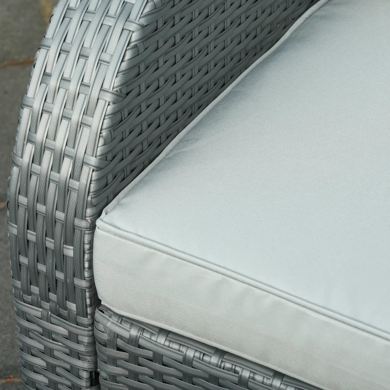 Outsunny 6 PCS Outdoor Rattan Wicker Sofa Set Patio All Weather Furniture w/ Tea Table & Cushion for Backyard Garden Grey