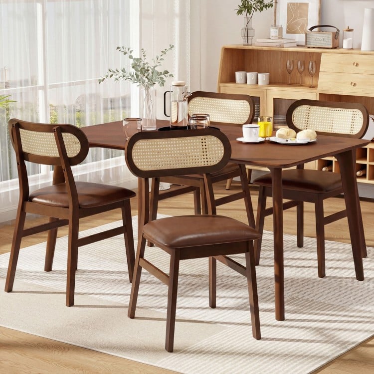 Indoor Mid Century Wood Dining Chairs Set of 2 for Dining Room-Coffee