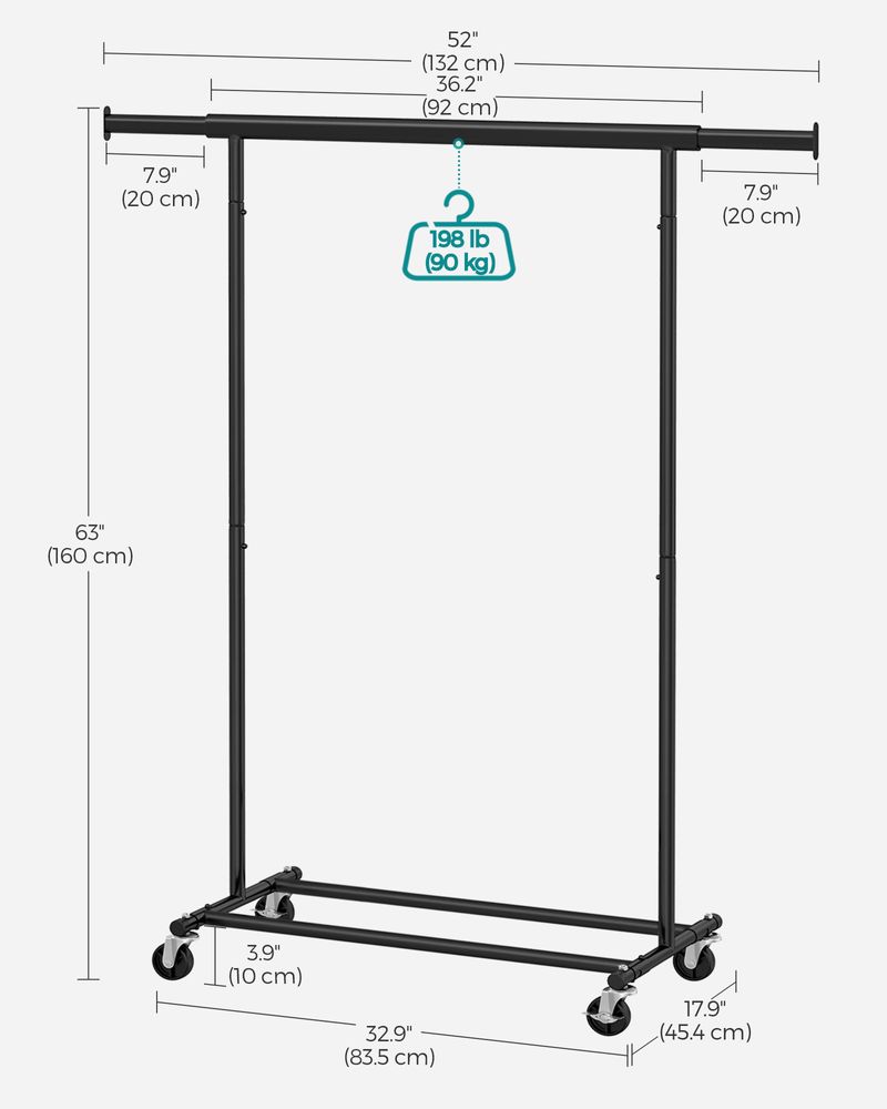 SONGMICS Clothes Rack with Extendable Hanging Rail
