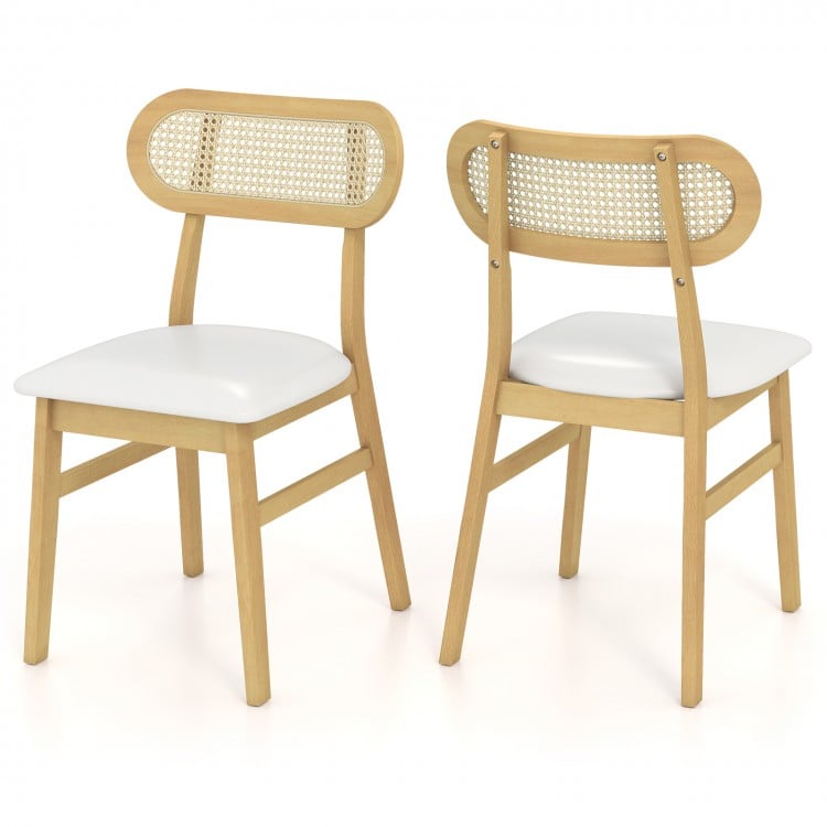 Indoor Mid Century Wood Dining Chairs Set of 2 for Dining Room-White
