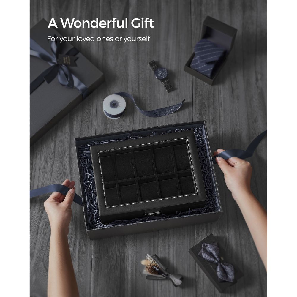 SONGMICS 16 & 20-Slot Watch Box with Glass Lid