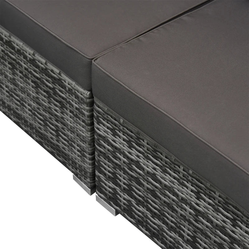 Outsunny 6 Pieces Outdoor PE Rattan Wicker Patio Furniture Sofa Set with Thick Cushions, Deluxe Garden Sectional Couch with Glass Top Table, Mixed Grey and Charcoal