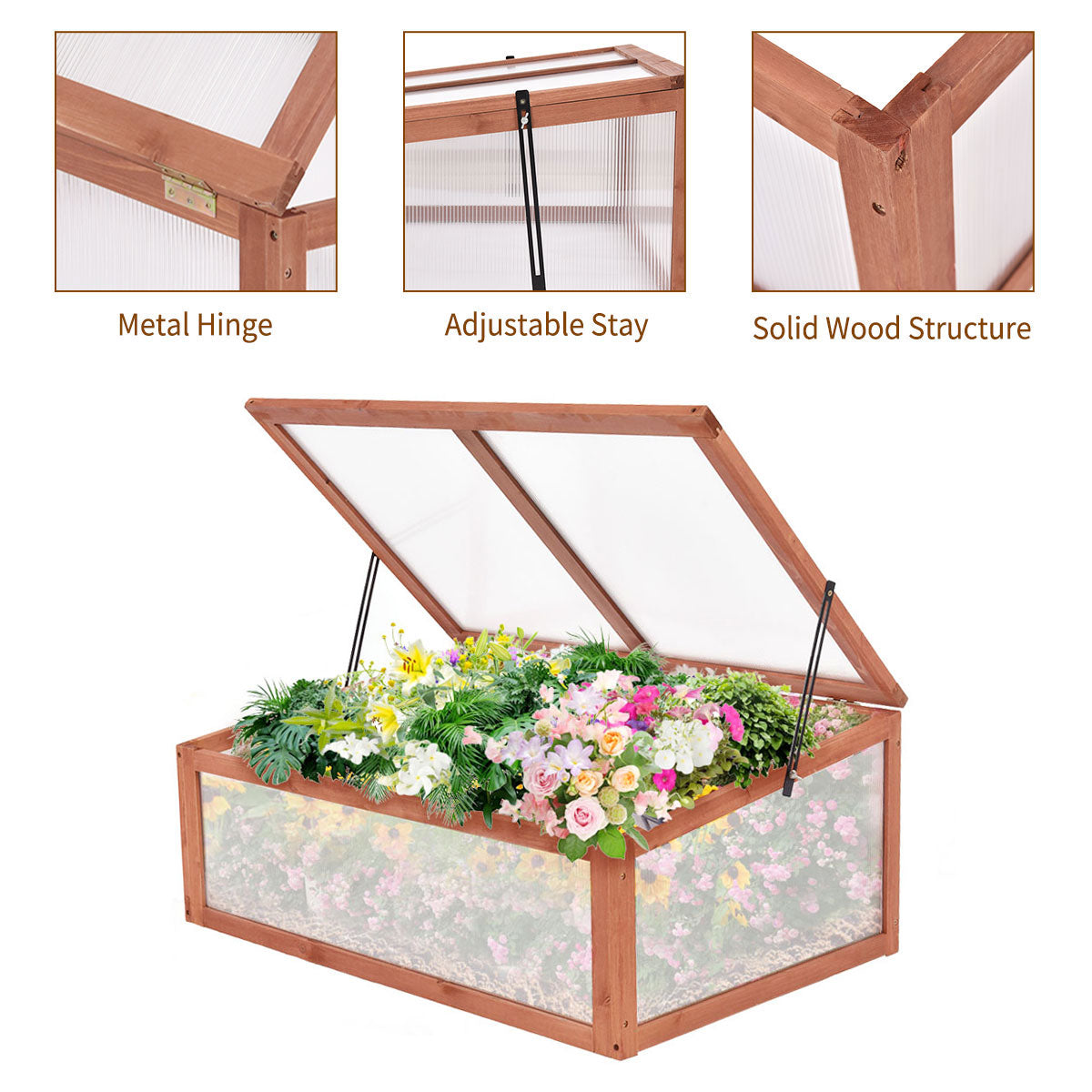 Garden Portable Wooden Green House Cold Frame (39.3" X 24.8" X 15.1")