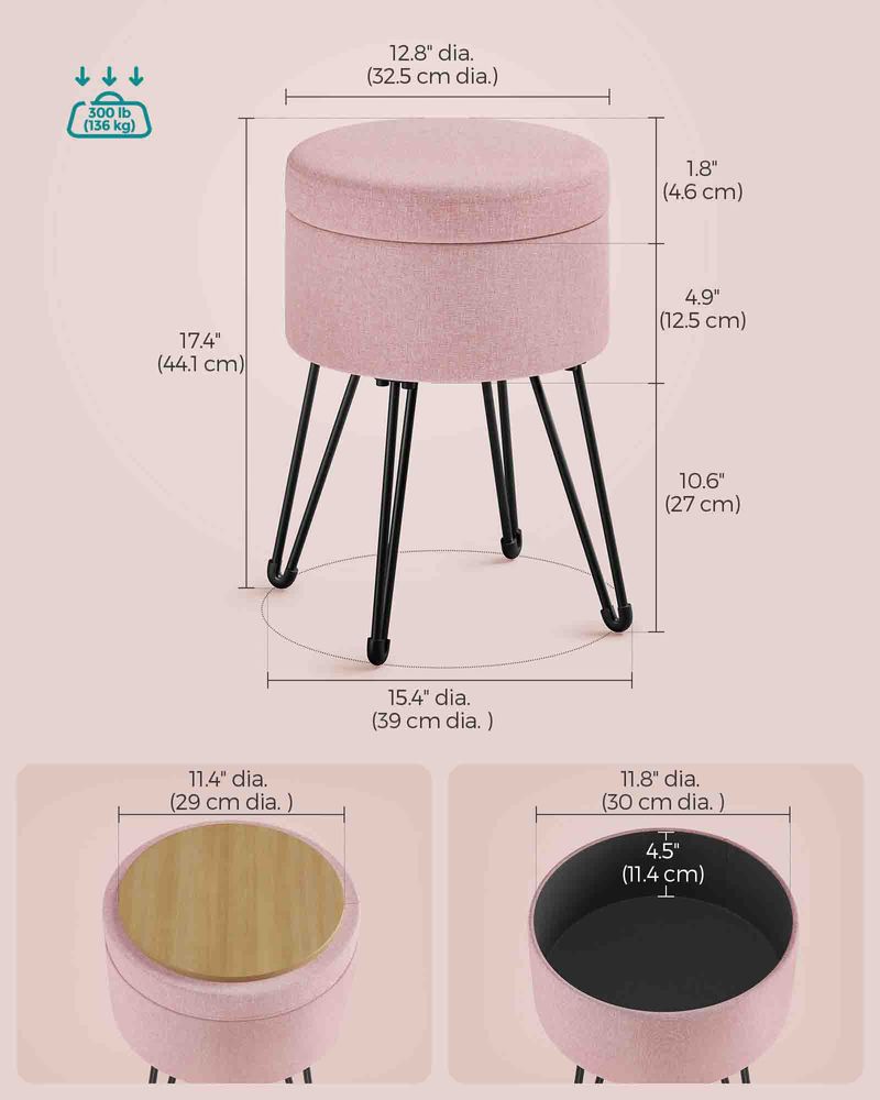 SONGMICS Small Ottoman Stool with Storage