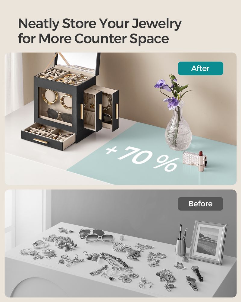 SONGMICS 5-Layer Jewelry Organizer with 3 Side Drawers