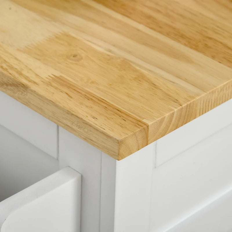 Foldable Kitchen Island with Storage Drawer, Farmhouse Style Rolling Utility Cart, Coffee Bar Cabinet on Wheels with Drop-Leaf Wood Top, White