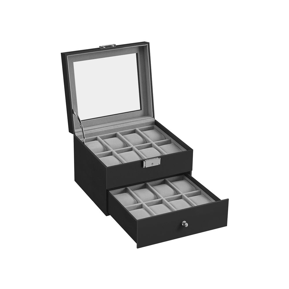 SONGMICS 16 & 20-Slot Watch Box with Glass Lid