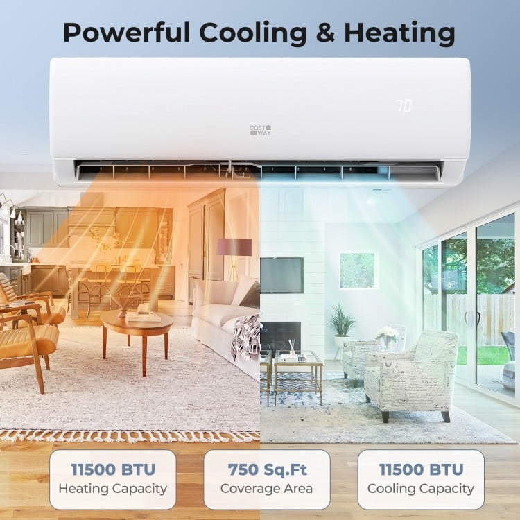 EchoCool Series 11500 BTU 208/230V Mini Split Air Conditioner and Heater Pump System