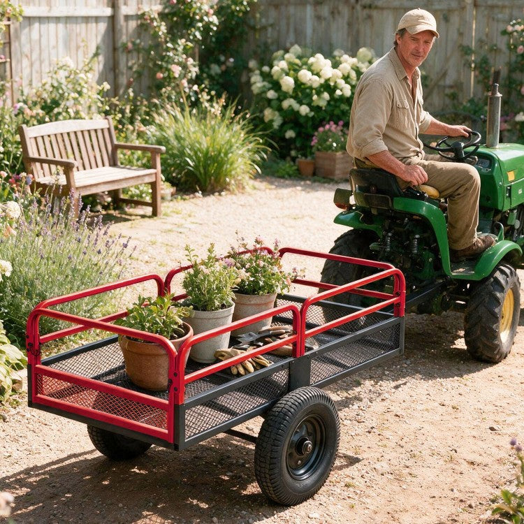1540 LBS Heavy-Duty Dump Cart Trailer – 17.6 Cu. Ft. Utility Trailer with 16" Pneumatic Tires