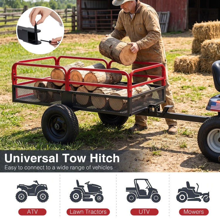 1540 LBS Heavy-Duty Dump Cart Trailer – 17.6 Cu. Ft. Utility Trailer with 16" Pneumatic Tires