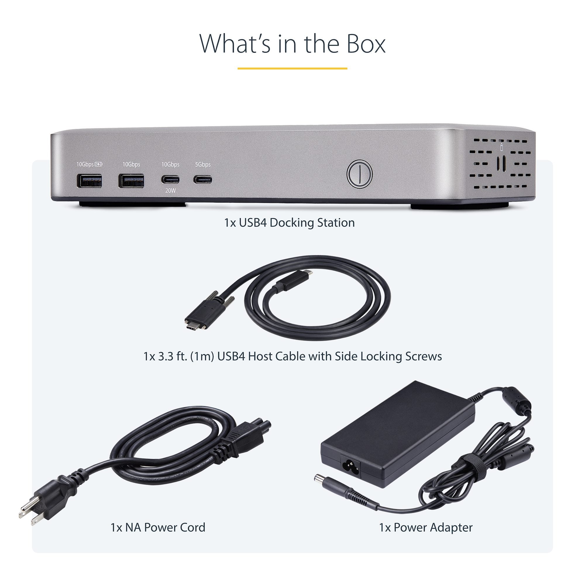 USB4 Docking Station, USB-C 40Gbps, Dual Video HDMI, Up to 2x 4K 60Hz 4:4:4 (RGB) or 2x 4K 120Hz 4:2:2, Multi-Monitor Dock, 6x USB, 2.5GbE, 100W PD
