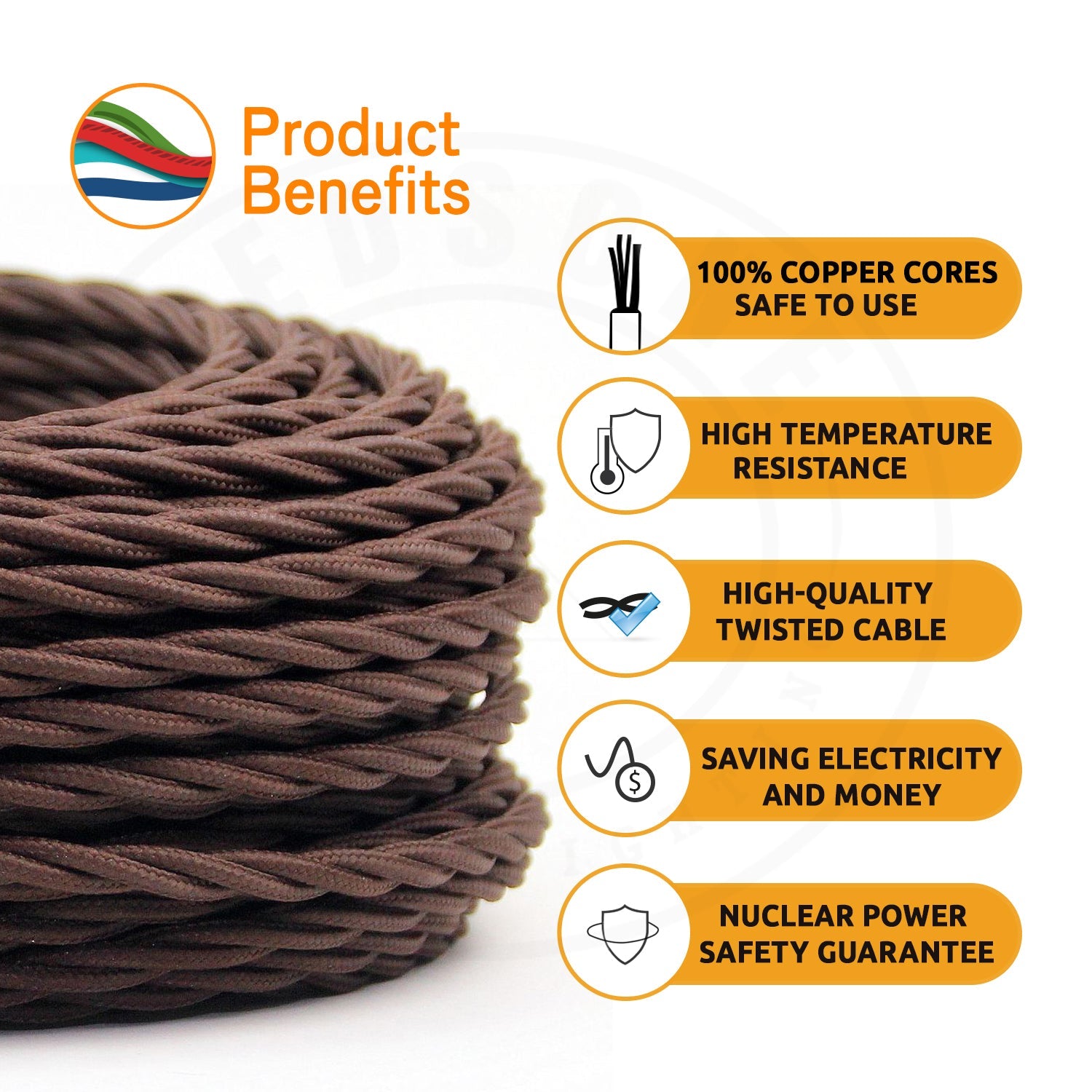 3 Core Twisted Fabric Flex Electrical Wire~2107