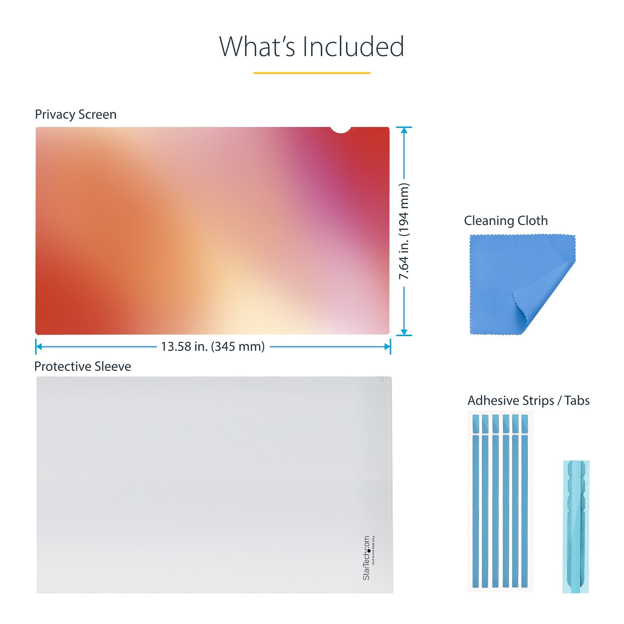 15.6-inch 16:9 Gold Laptop Privacy Screen, Reversible Filter w/Enhanced Privacy, Computer Security Filter, Removable Screen Protector/Shield, +/- 30 Deg.