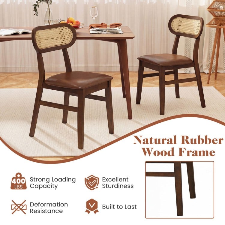 Indoor Mid Century Wood Dining Chairs Set of 2 for Dining Room-Coffee
