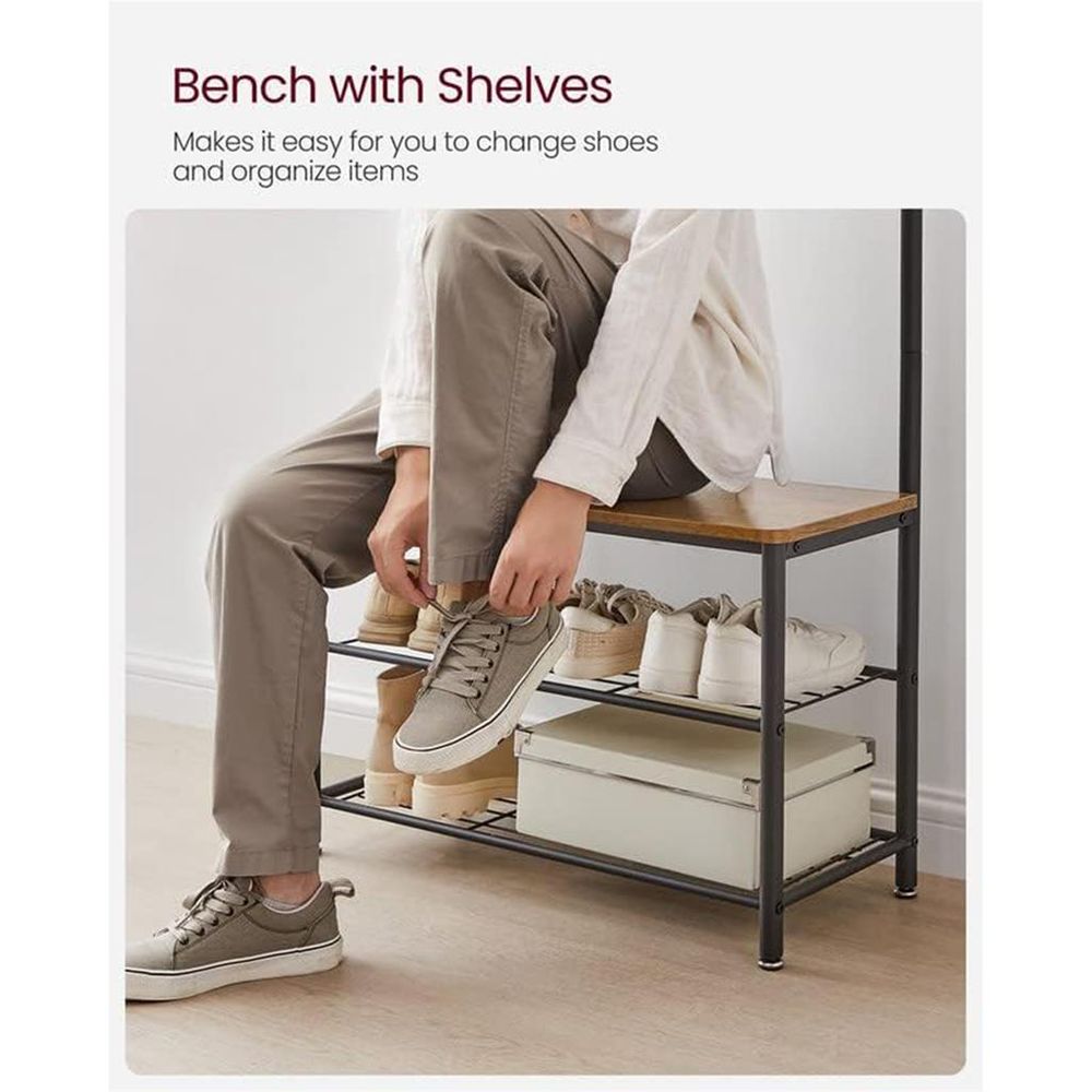 VASAGLE Coat Rack with Shoe Storage Bench