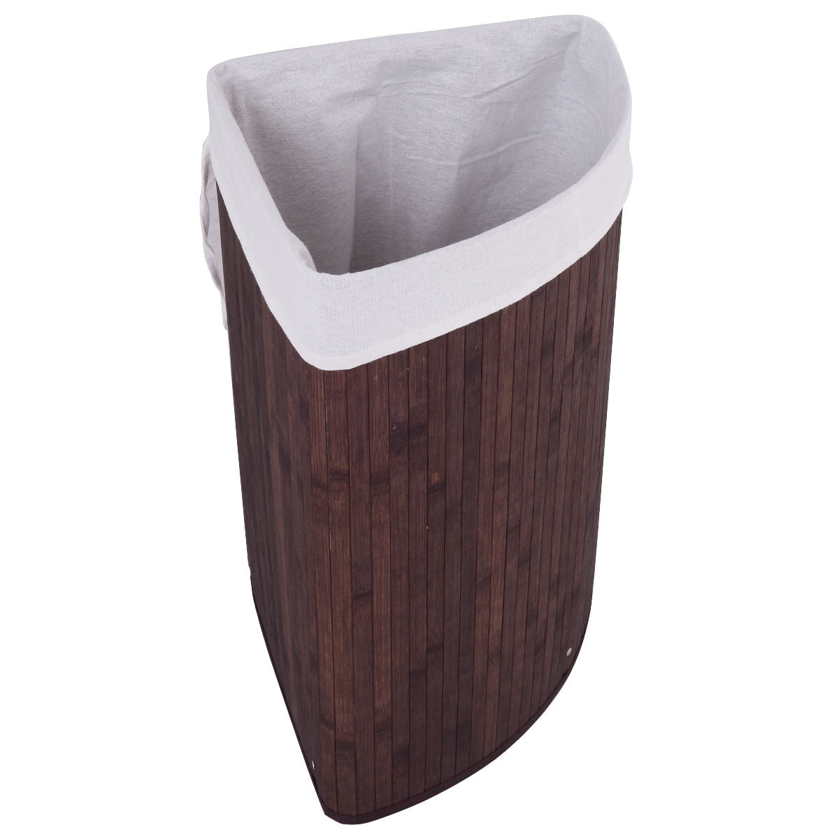 Corner Bamboo Hamper Laundry Basket-BrownÂ