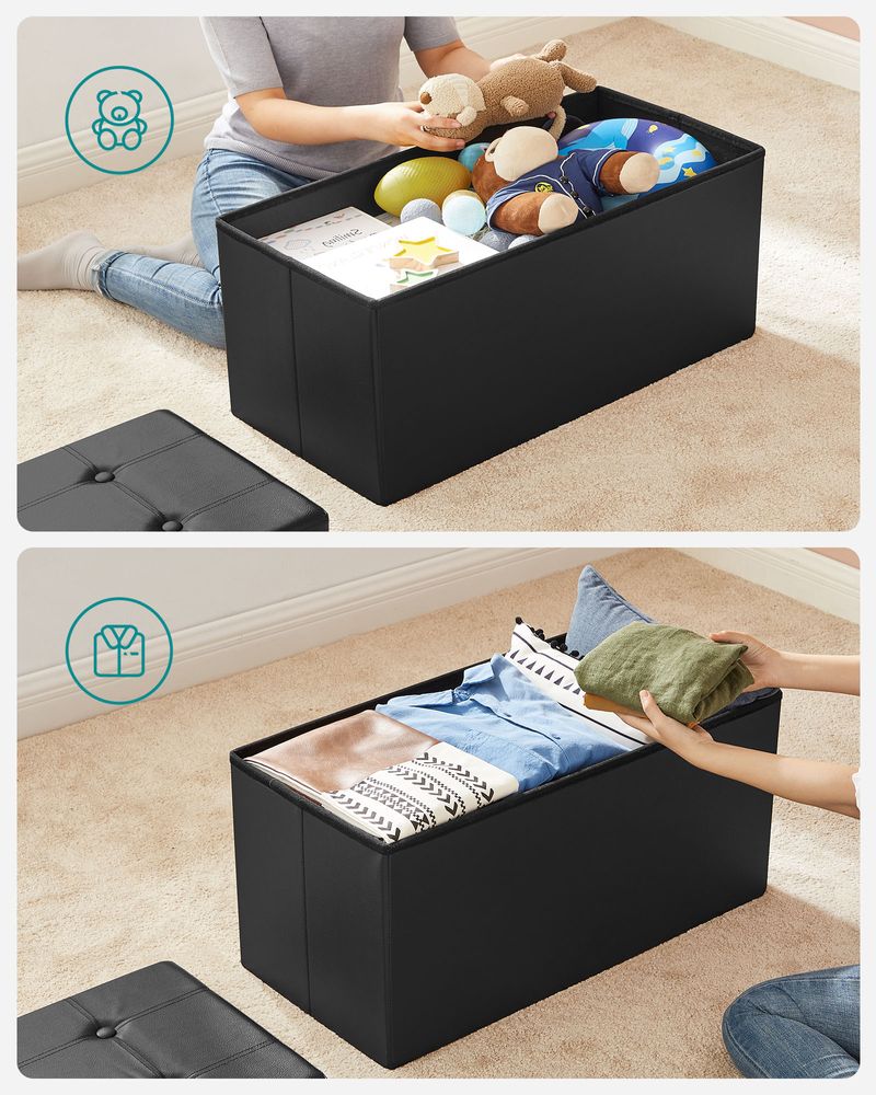 SONGMICS Folding Storage Ottoman Bench