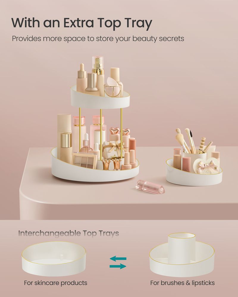 SONGMICS 2-Tier Round Rotating Makeup Organizer